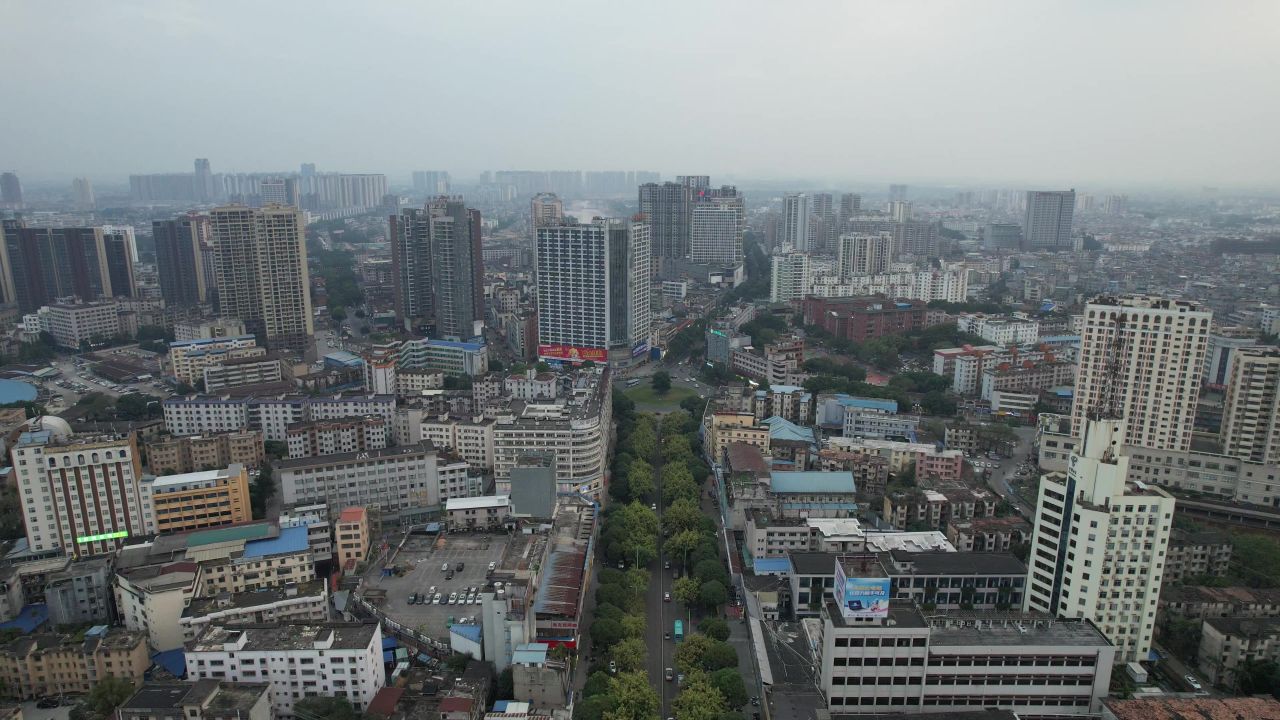 广西钦州城市高楼建筑交通航拍