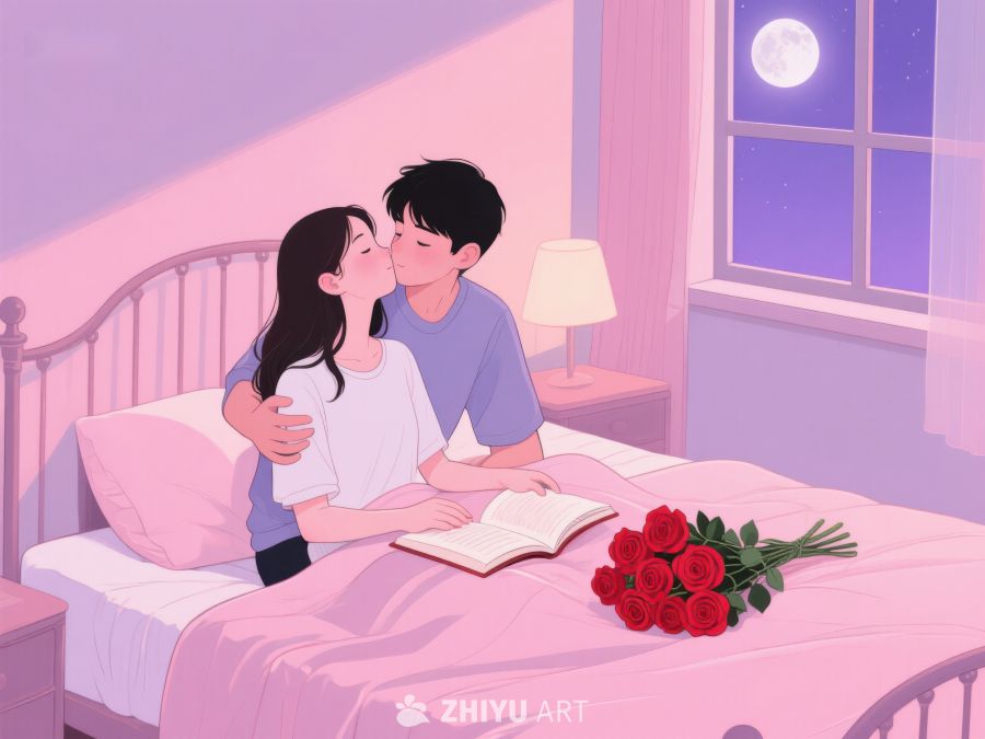 温馨夜晚，情侣共读时光 816