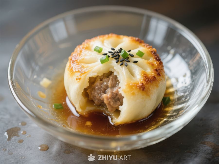 金黄煎饺配酱汁，美味诱人 460