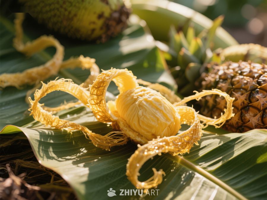 菠萝剥皮过程，果肉与外皮分离 54