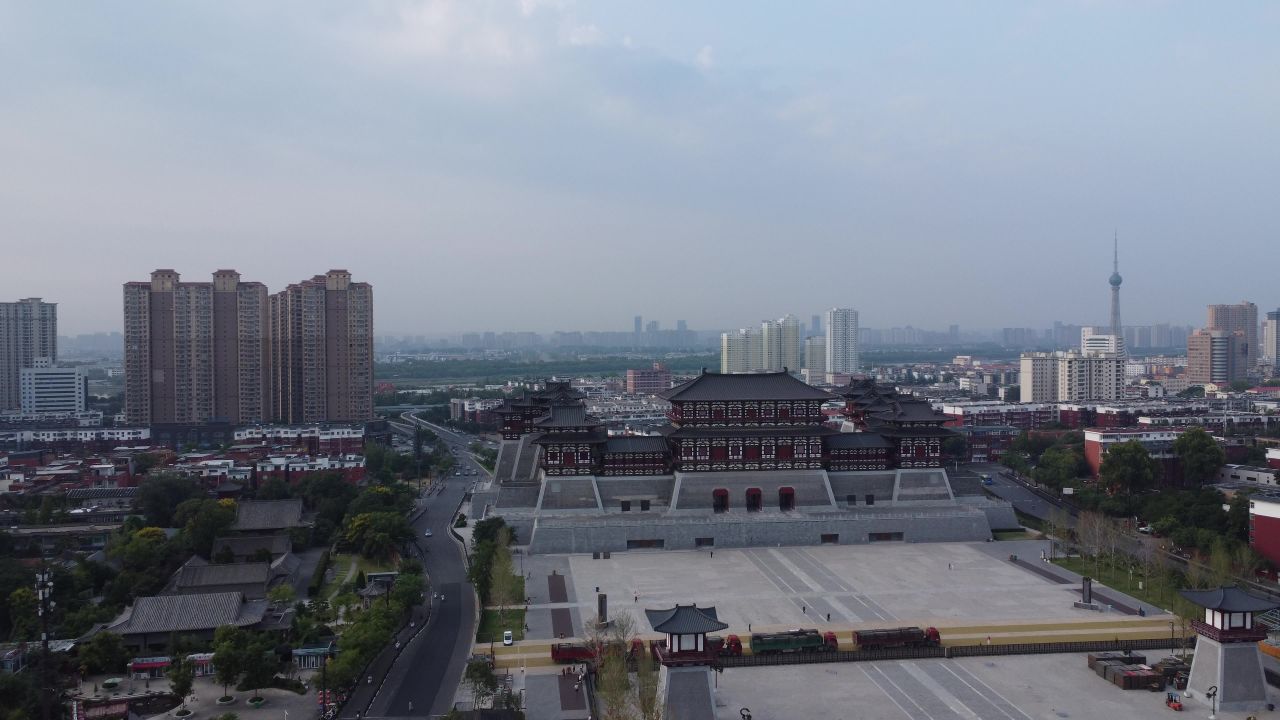 航拍河南洛阳应天门夜景 6