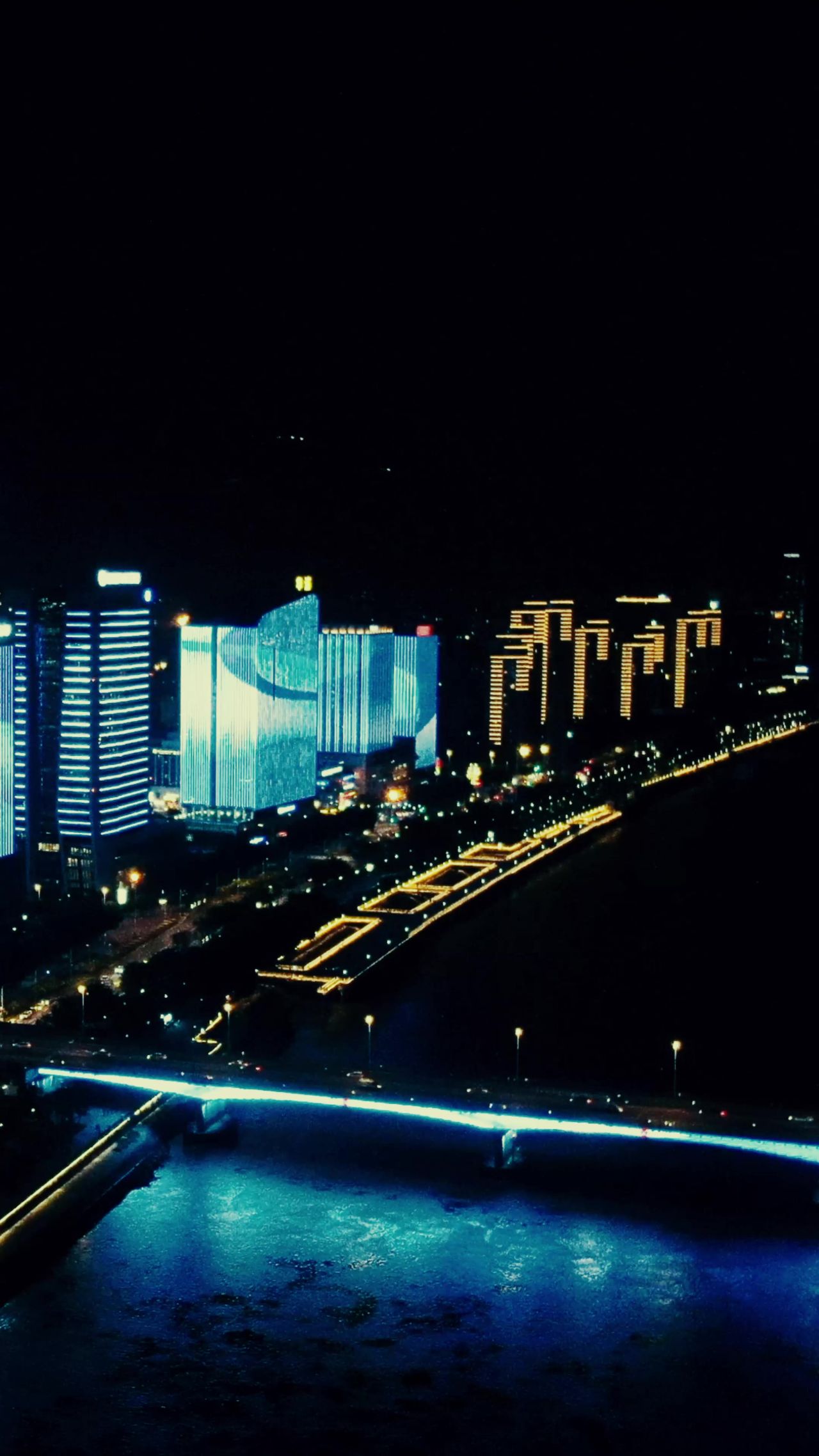 福建福州金融中心夜景灯光竖屏