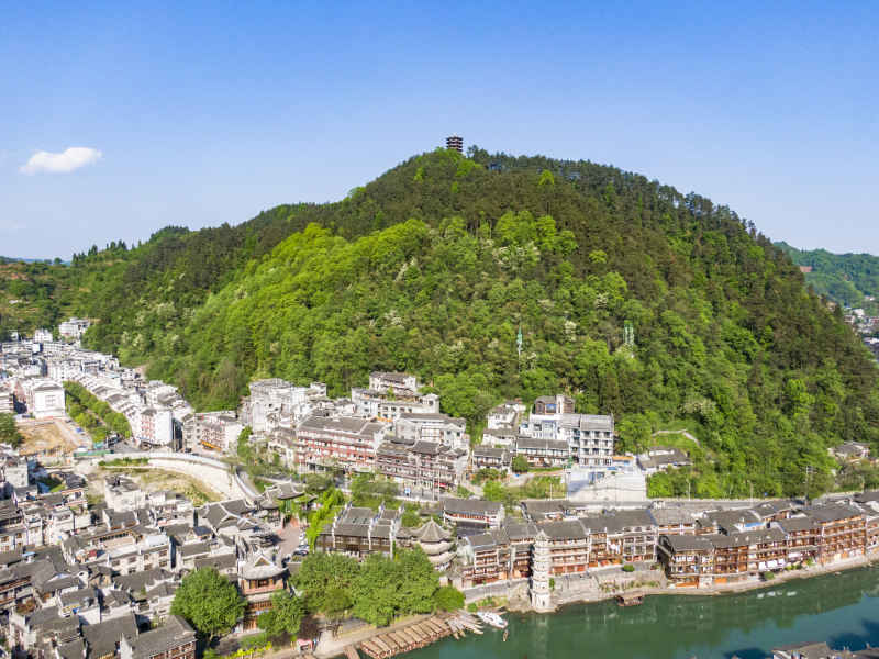 湖南湘西凤凰古城航拍