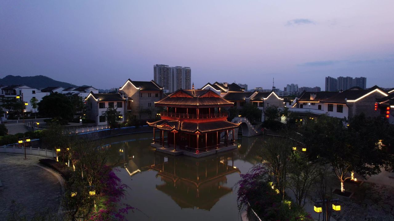 广西崇左太平古城夜景航拍 