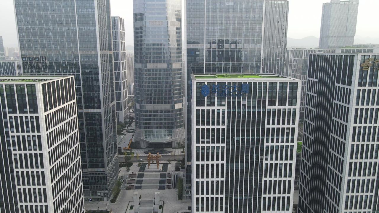 航拍山东济南汉峪金融商务中心