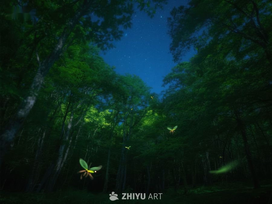 夜幕森林中的萤火虫 471