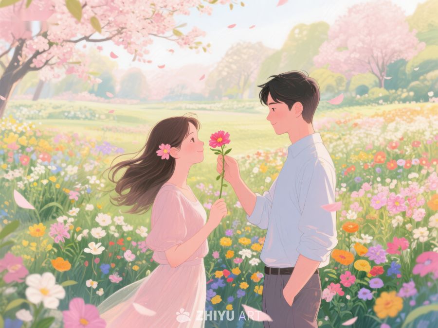花海中情侣温馨互动 335