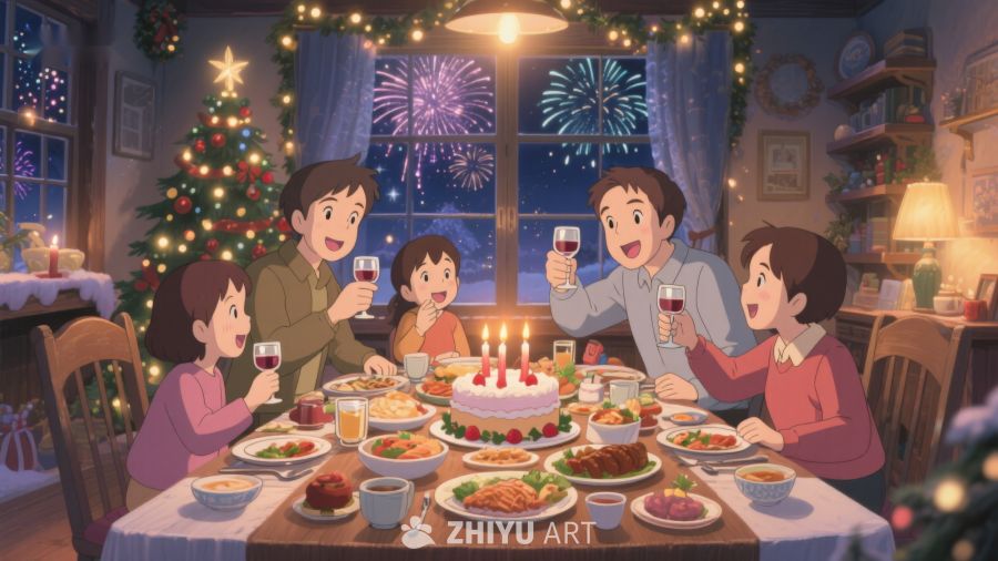 温馨家庭共度节日晚餐 254