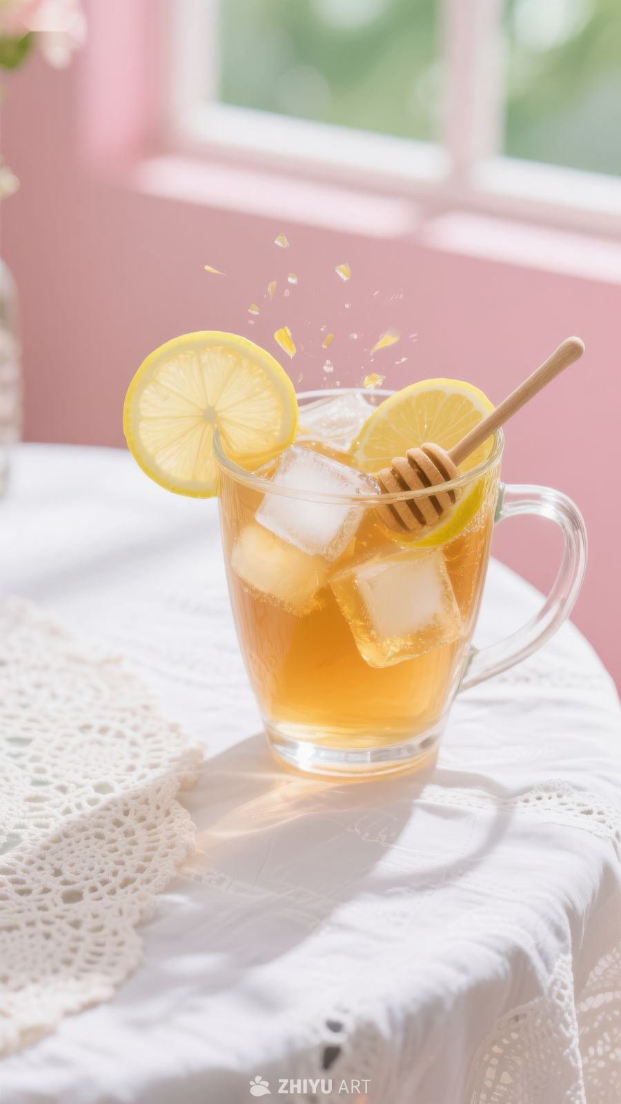 柠檬蜂蜜冰茶，清新夏日饮品