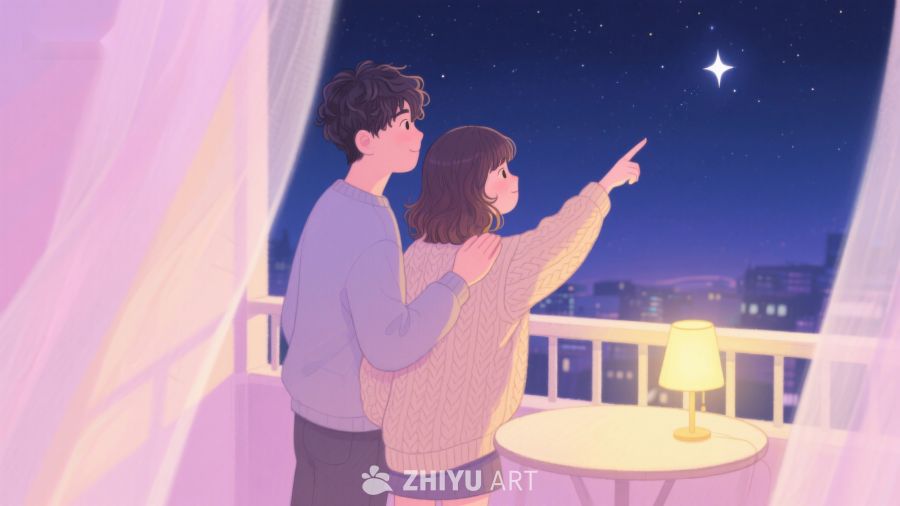 夜空下情侣共赏星辰 563