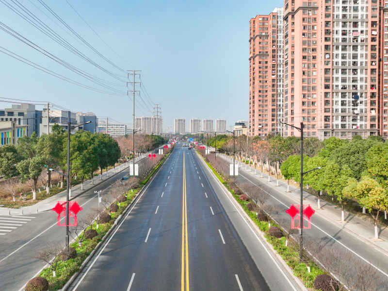 航拍昆山城镇道路风光新春氛围 9