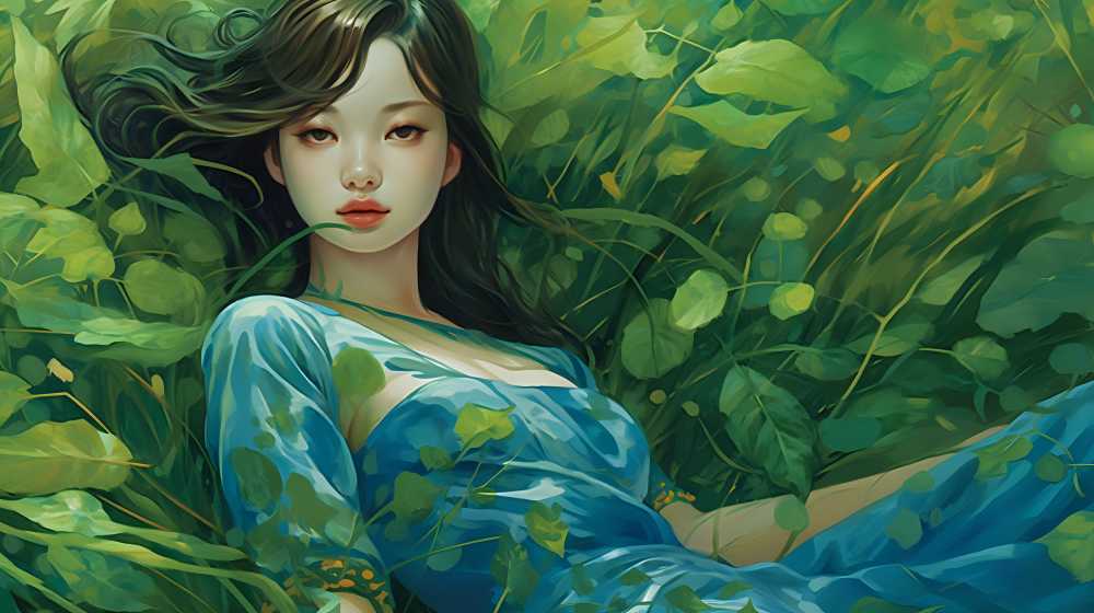 绿色草地上景色夏季