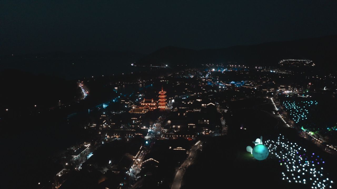 无锡拈花湾夜景航拍