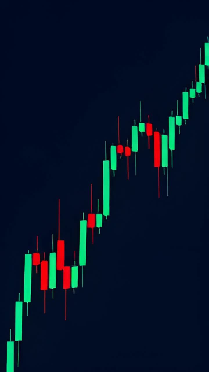 一个蜡烛图向上移动，显示出看涨的动量，图表急剧攀升