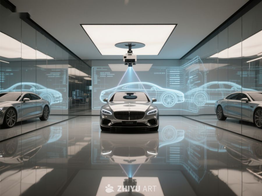 未来汽车展厅的高科技展示 451