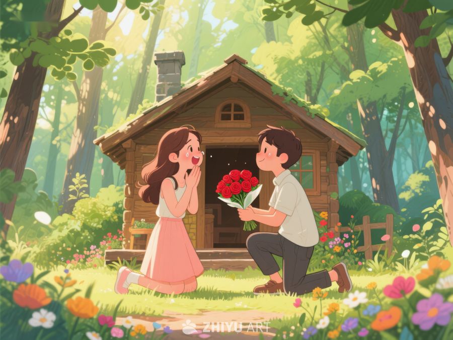 森林小屋前的浪漫求婚 608