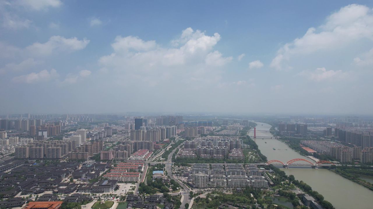 江苏宿迁城市风光地标建筑航拍 
