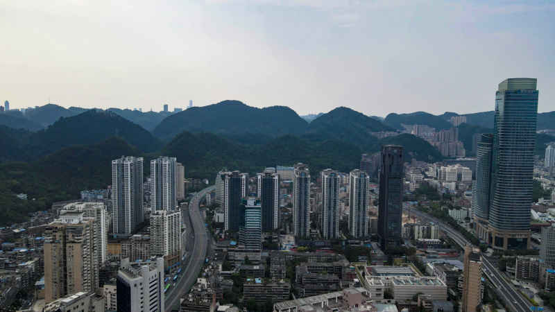 贵州贵阳城市建设航拍摄影图