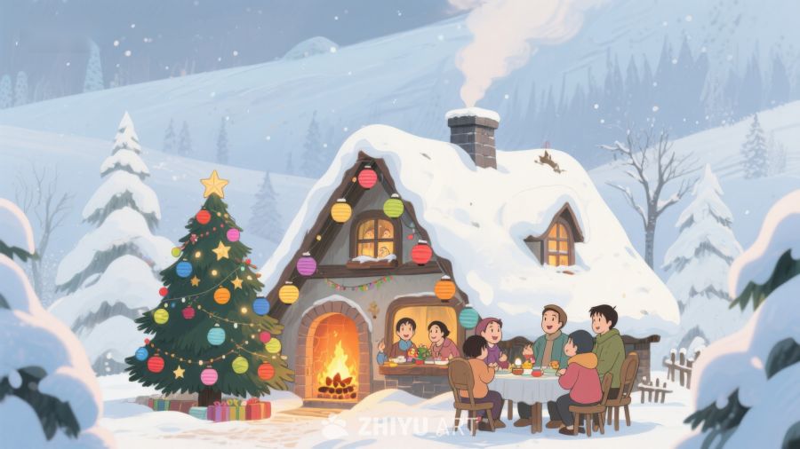 雪夜温馨家庭聚餐 412