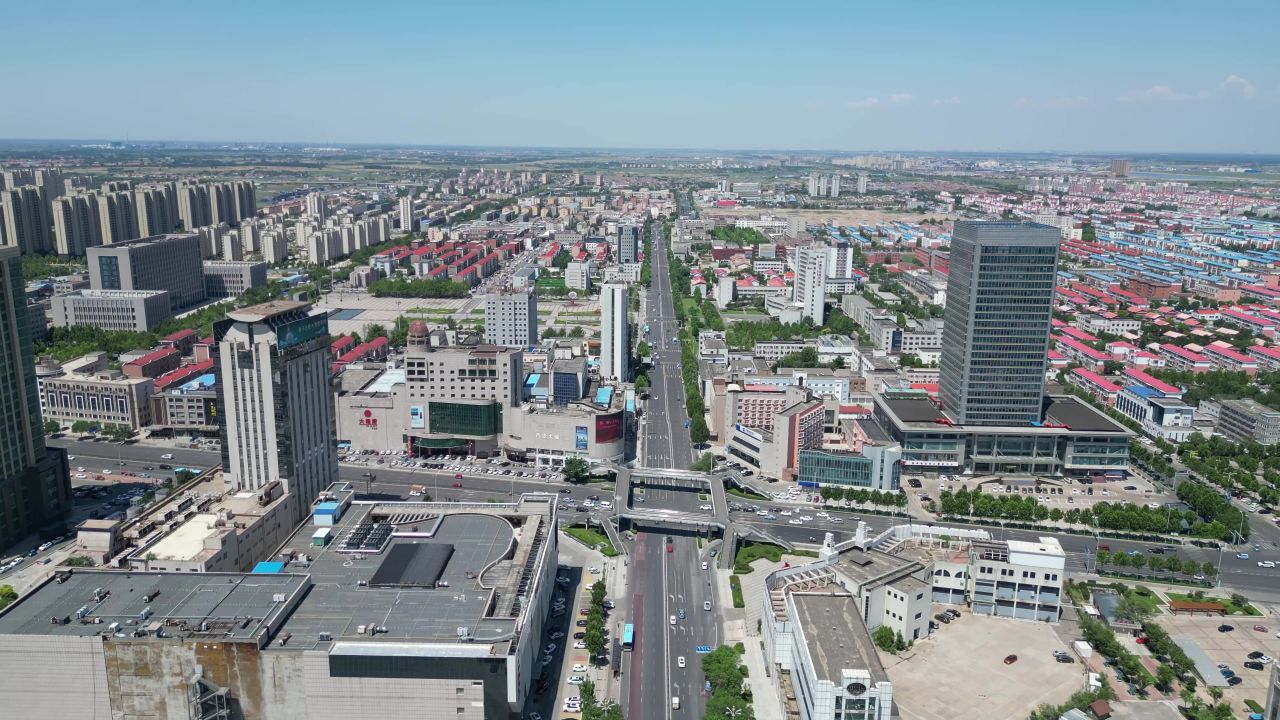 航拍山东东营西城风光建设