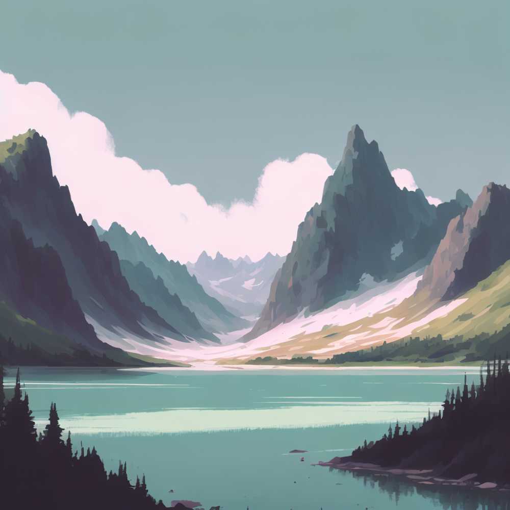 浅绿色山水画1