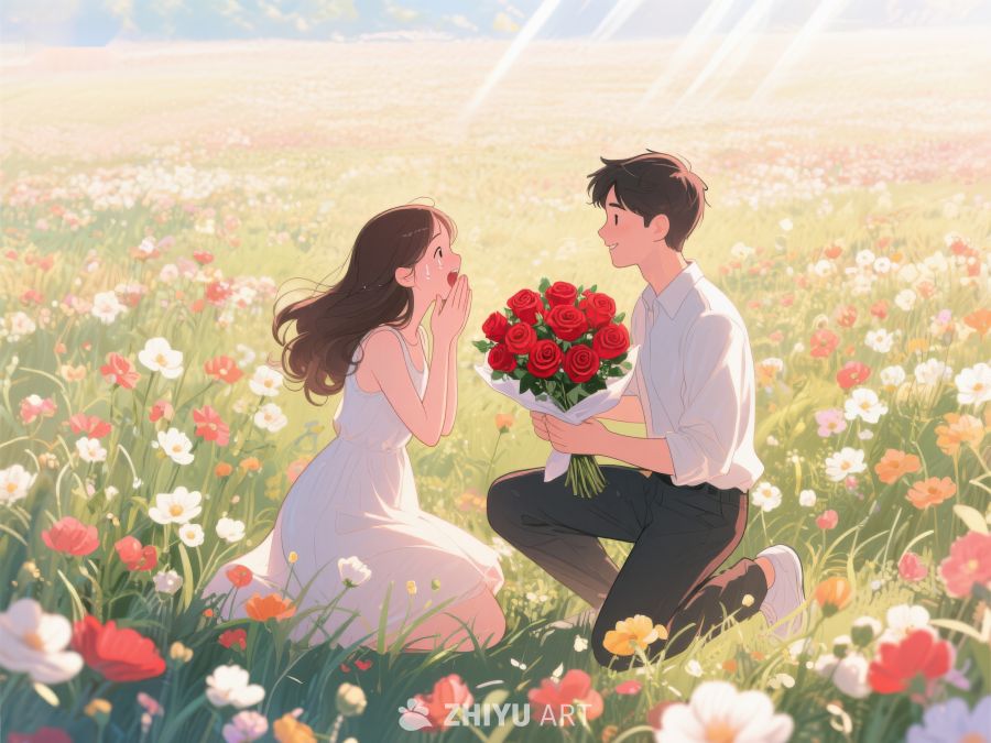 花海中求婚的浪漫瞬间 353