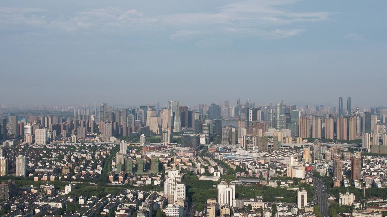 杭州城市风光交通高架桥航拍 