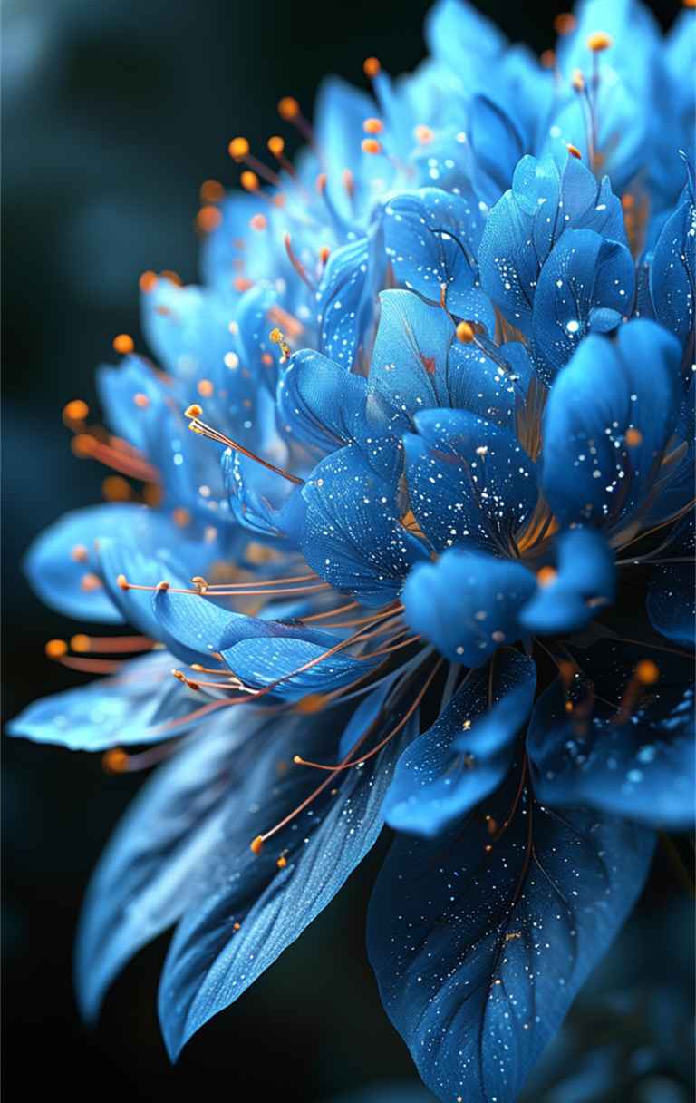 一朵蓝色艺术花，花瓣如星空般深邃 1