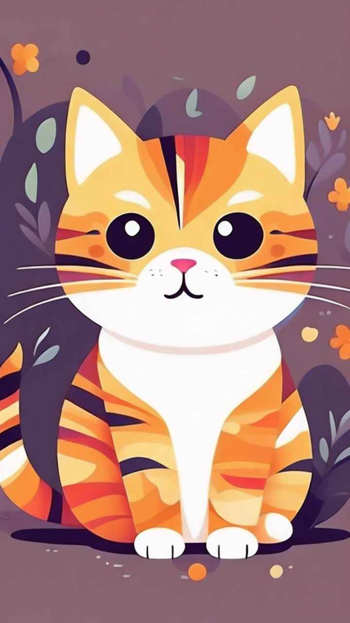 小花猫唯美插画 93