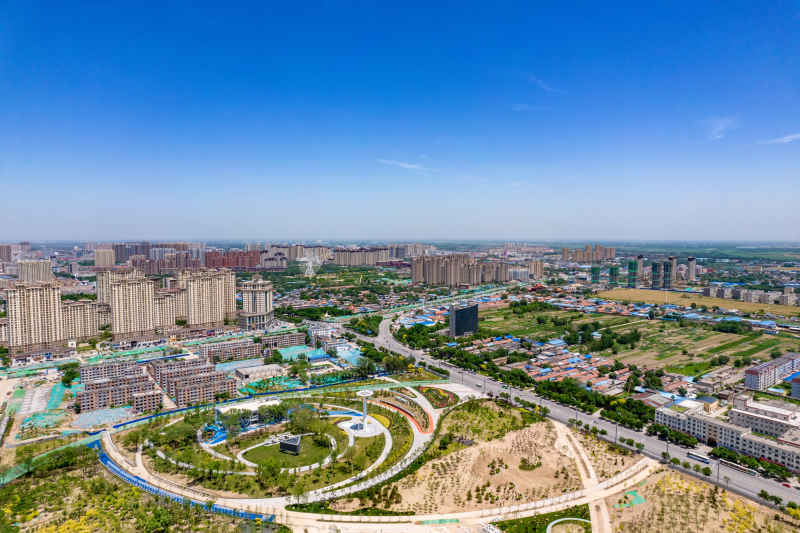 河北衡水城市风光航拍摄影图