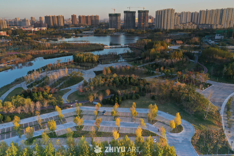 晨光中的城市公园