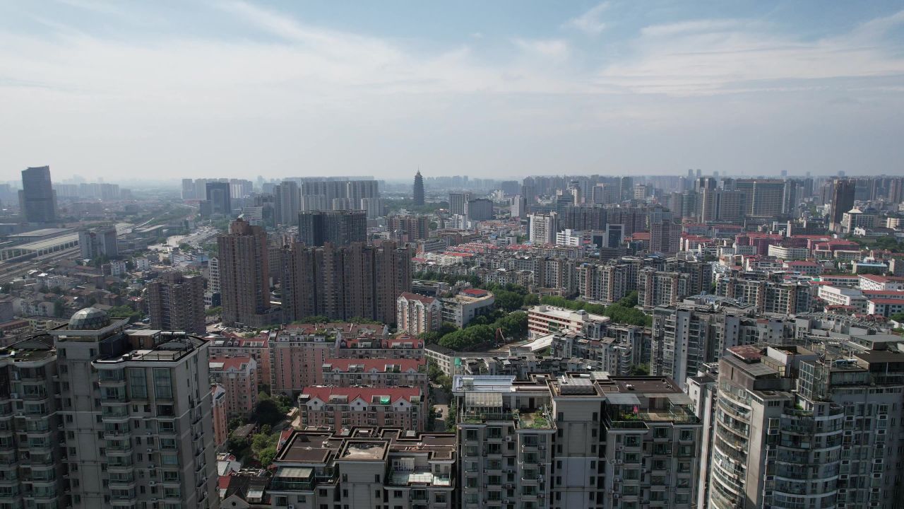 江苏常州城市风光航拍 