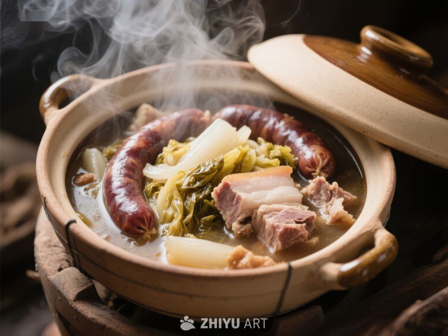 热气腾腾的砂锅炖菜 918