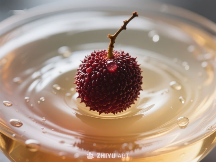 荔枝轻触水面，激起涟漪 345