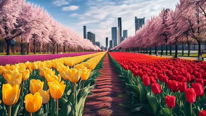 郁金香花坛色彩缤纷 2