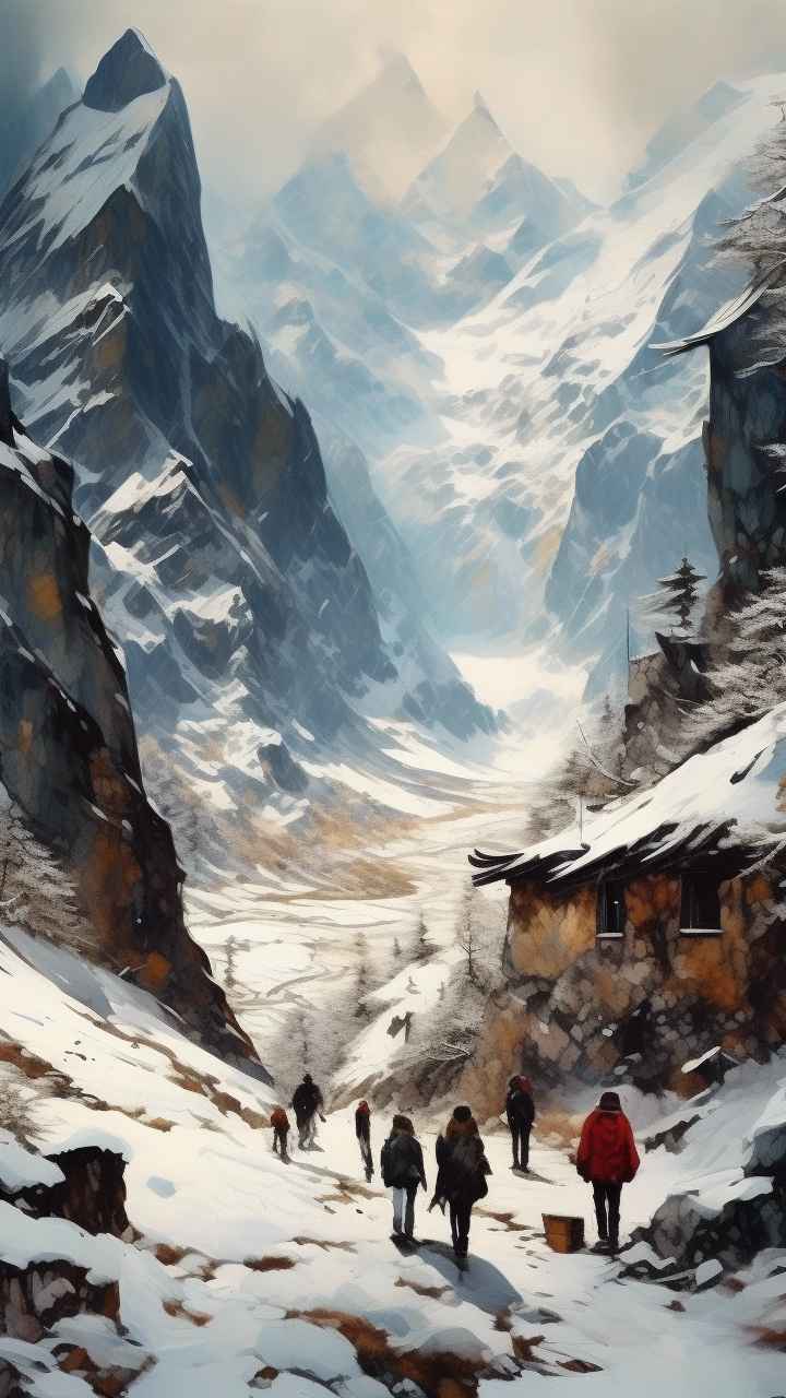雪山高原冰川插画 63