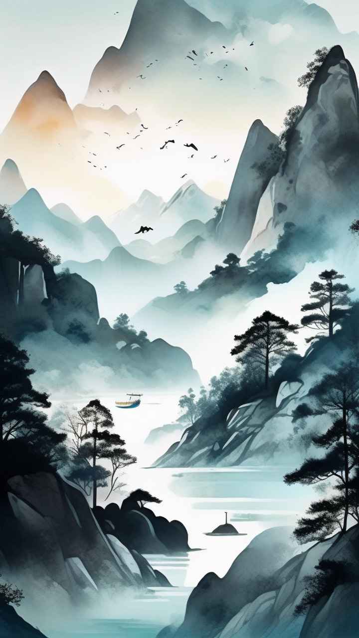国风山水画背景插画 66