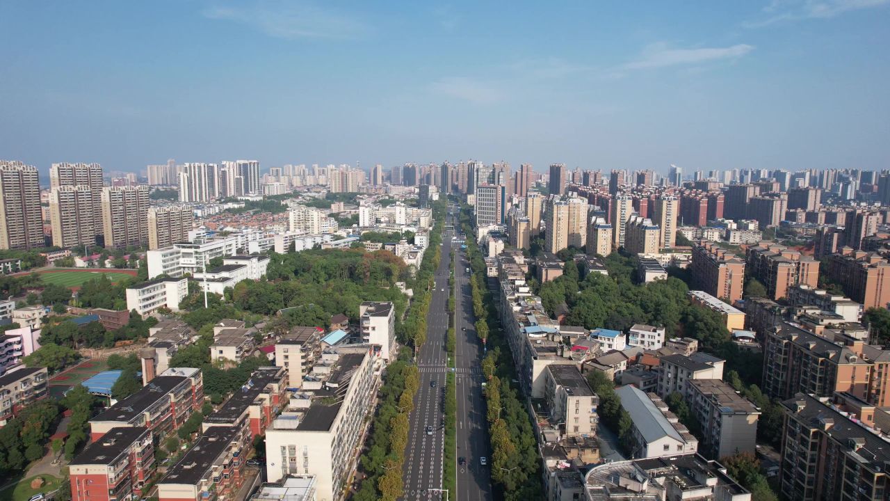 湖南湘潭城市风光地标建筑航拍 
