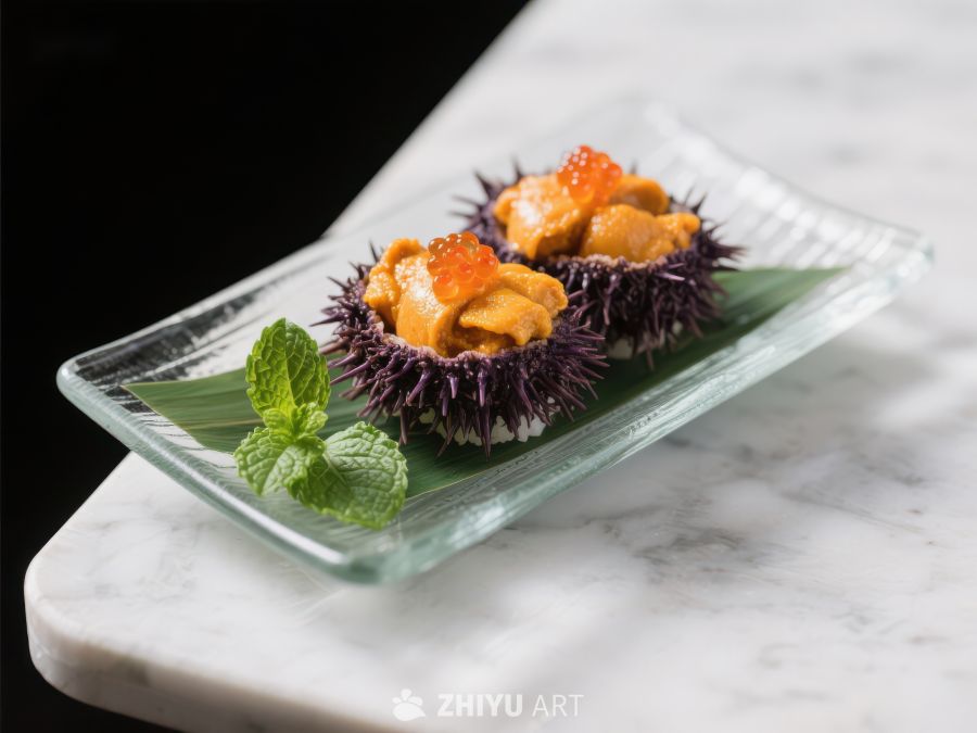 海胆刺身配橙色酱料 22