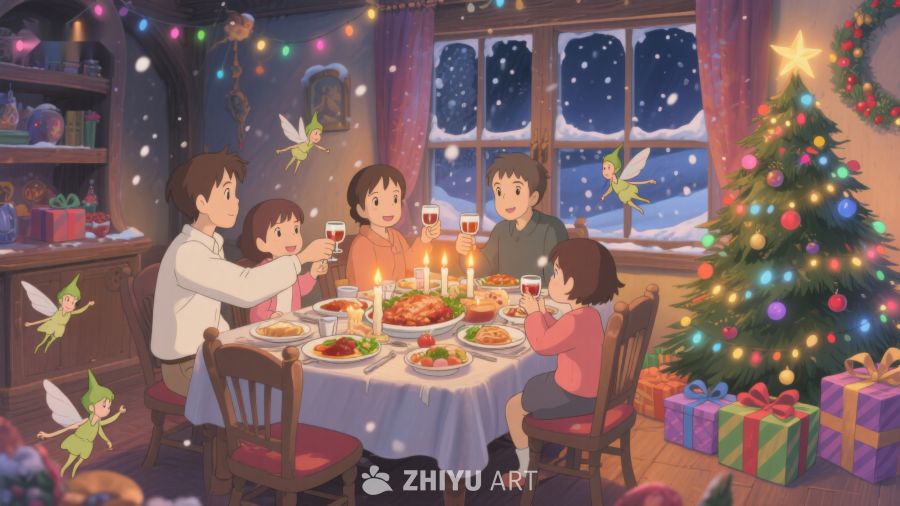 温馨圣诞夜，家人共聚晚餐 273