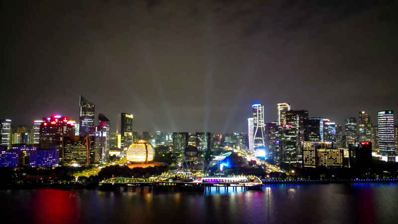 浙江杭州城市风光航拍摄影图 