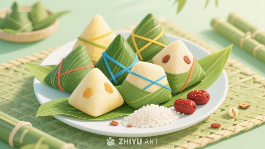 端午节粽子与糯米红豆装饰 124