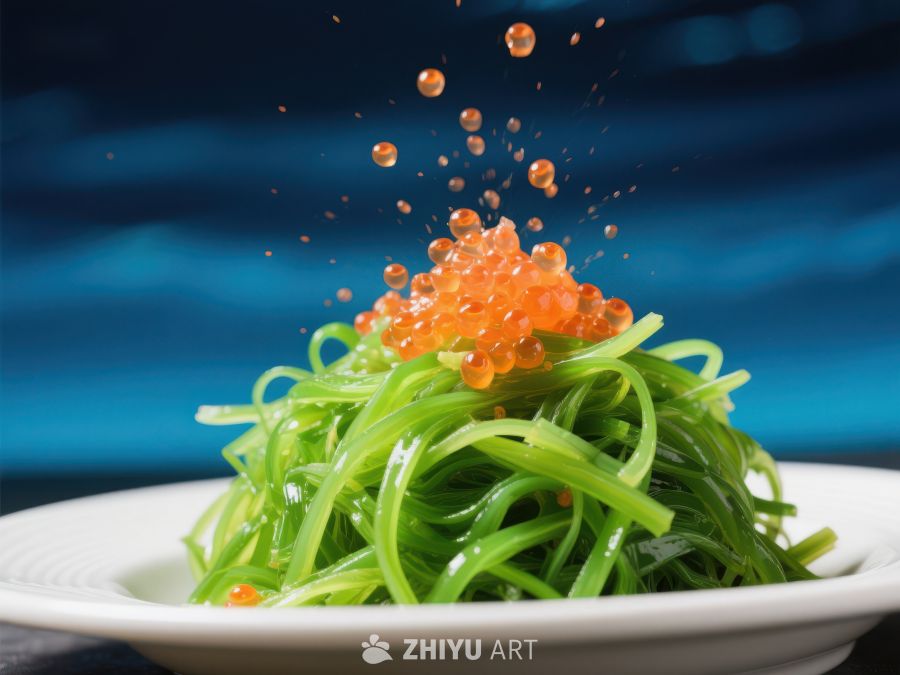 海藻沙拉配鱼子酱，视觉盛宴 216