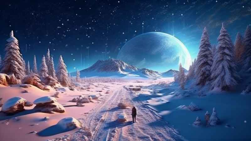 仙境广角冬日沙漠插画雪景 17
