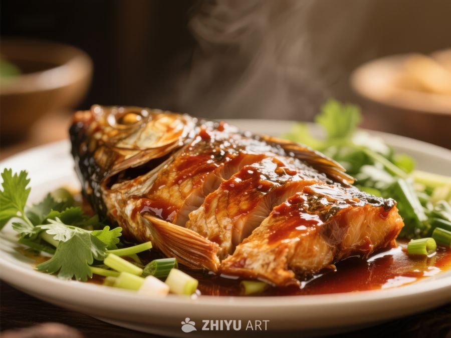 红烧鱼配香菜，热气腾腾 211