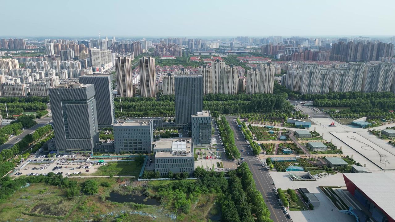 河南许昌城市风光地标建筑航拍 