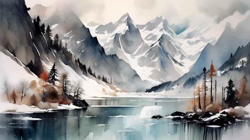 雪山高原冰川插画 17