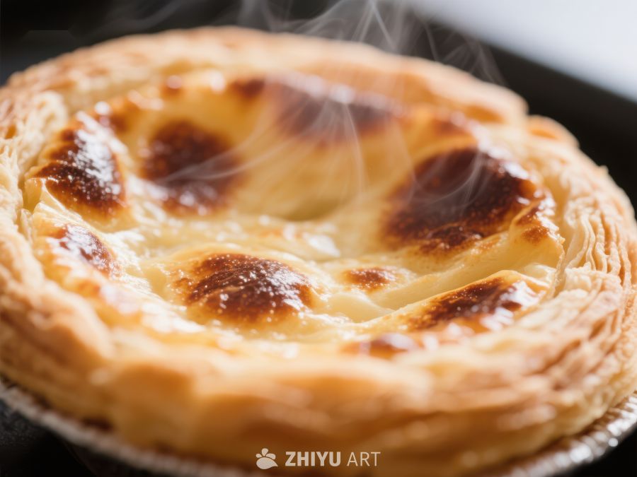金黄酥皮蛋挞，热气腾腾