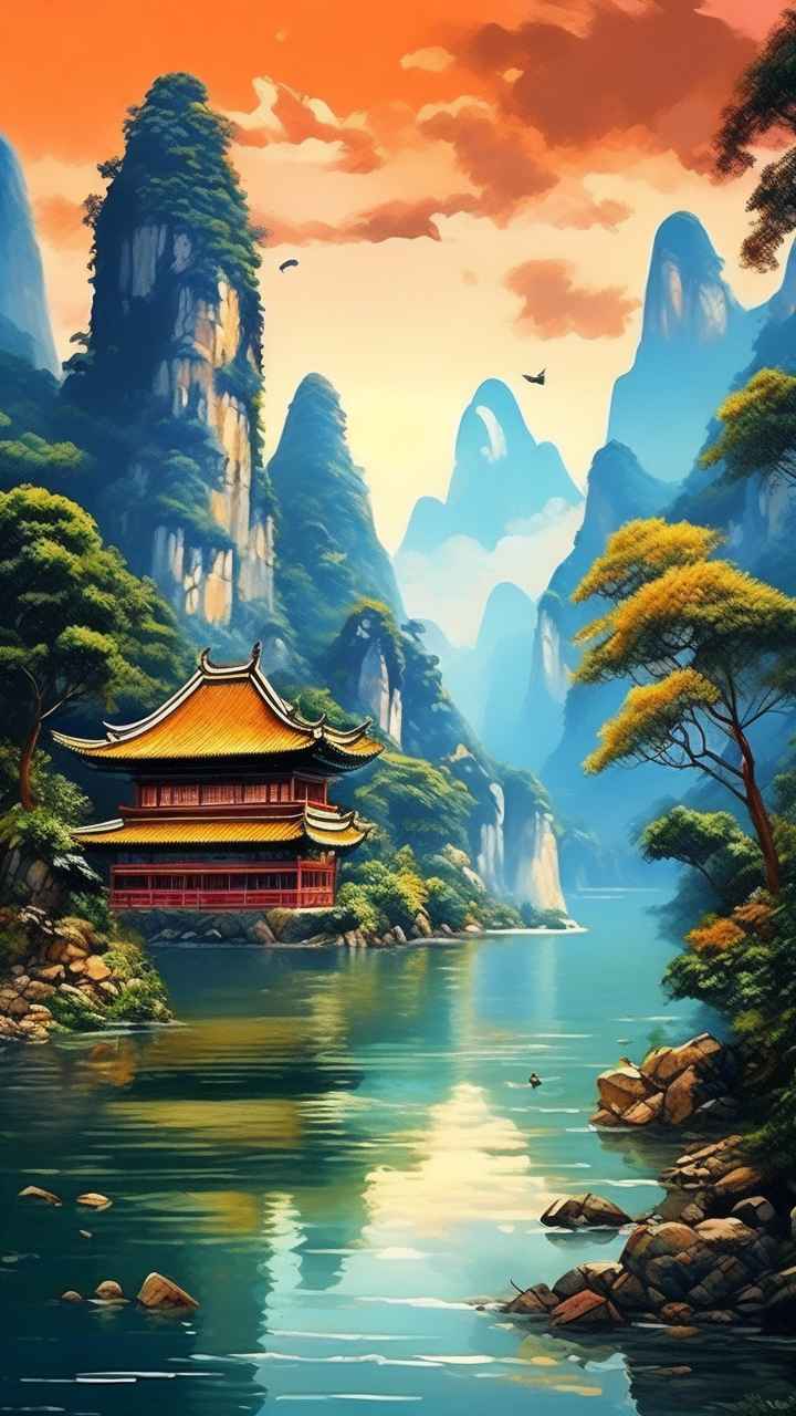 插画风格 桂林山水 10