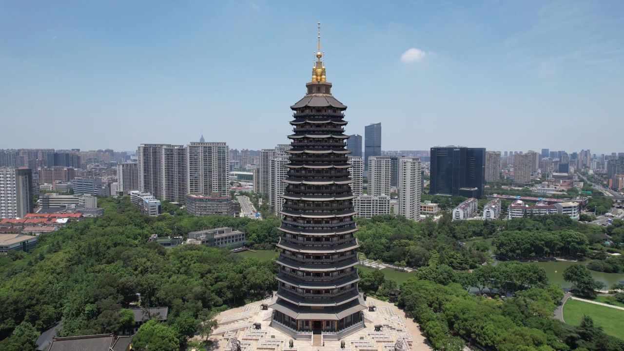 江苏常州城市风光航拍 